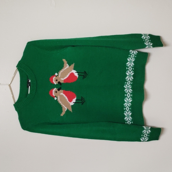 COPY - Asos green long sleeve knit sweater. Borders. Holiday pattern. - Picture 4 of 4